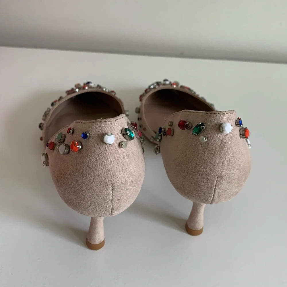 Betsey Johnson Beige Heels with Colorful Gems - Picture 3 of 10